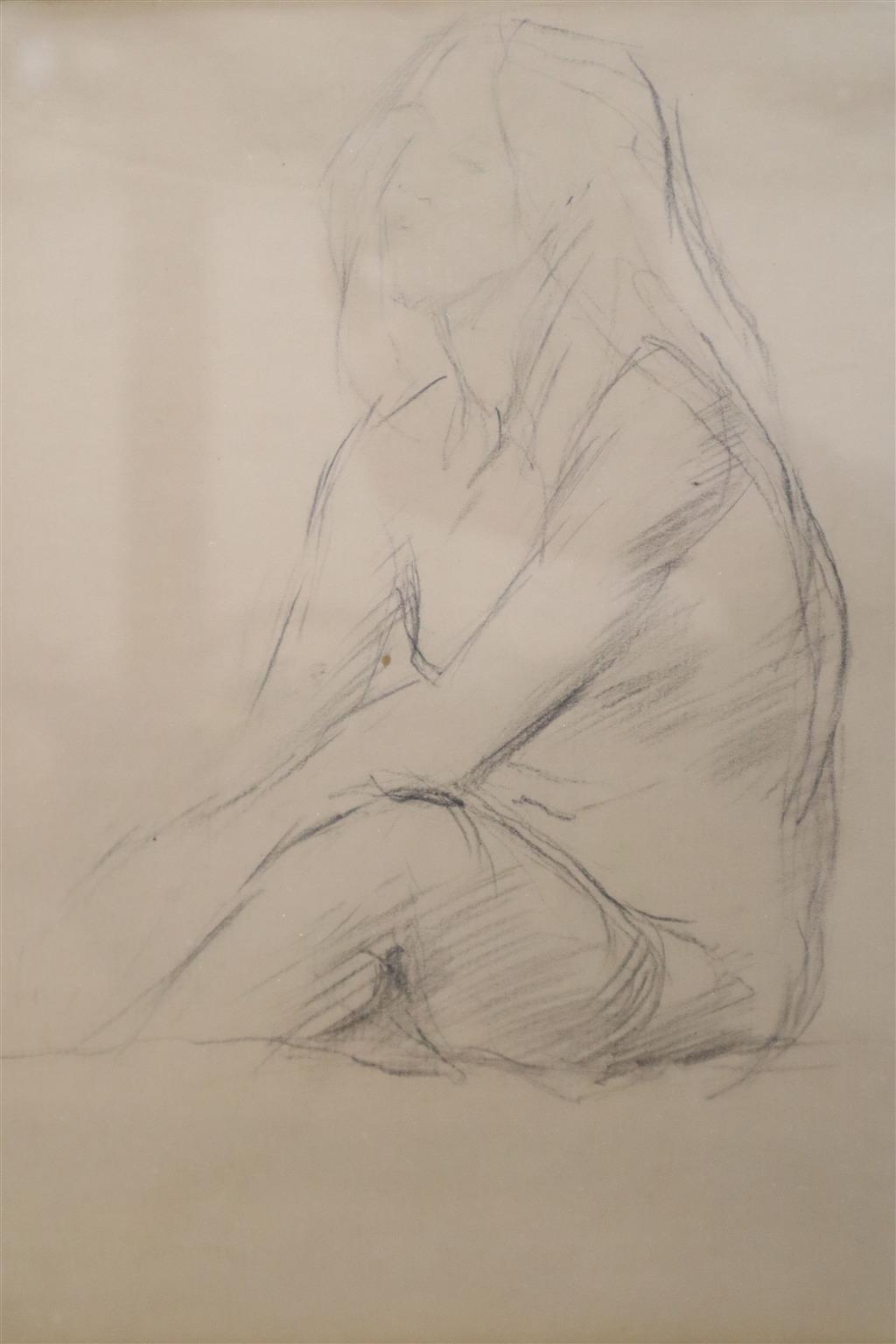 Attributed to Gwen John (1876-1939), pencil on paper, Study of a seated woman, 21 x 16.5cm
